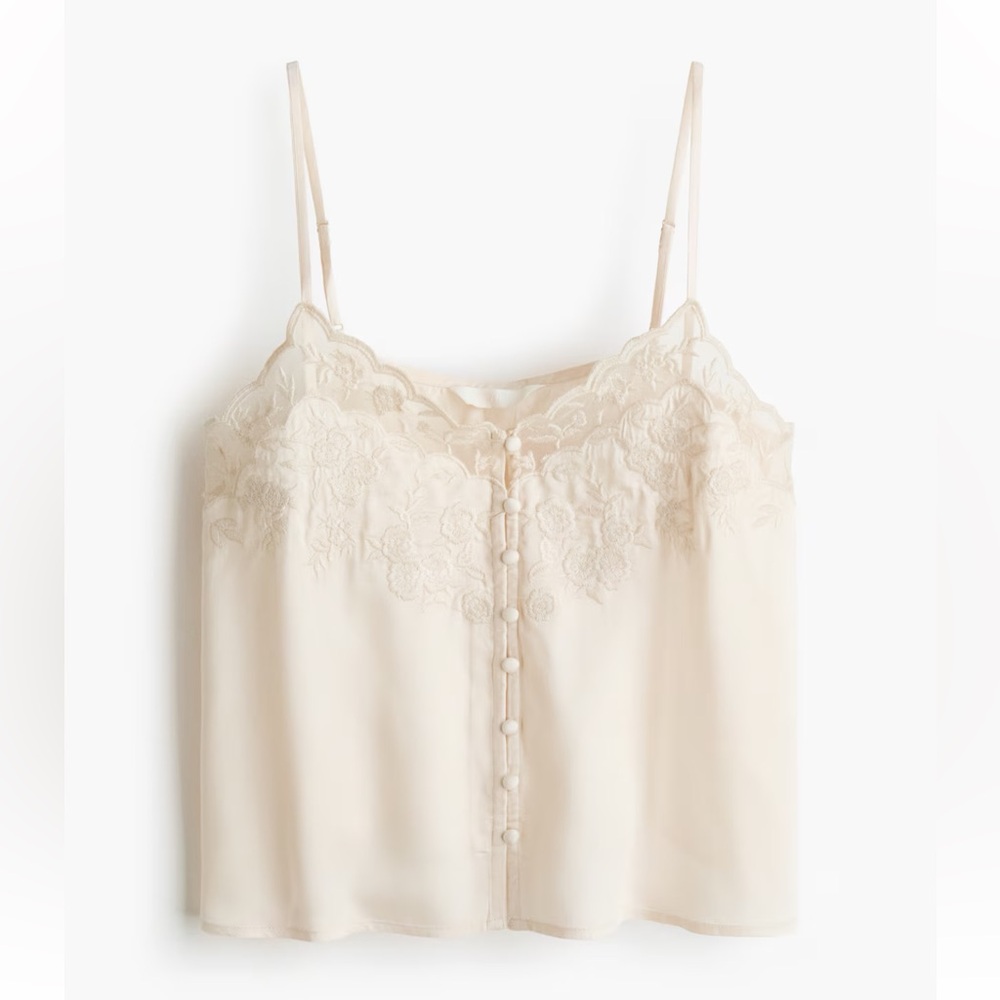H&M Cream Lace Button-Front Camisole